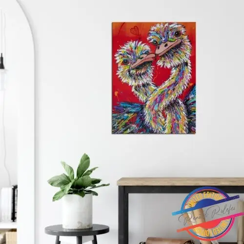 Art Print Ostriches with love - Happy Paintings