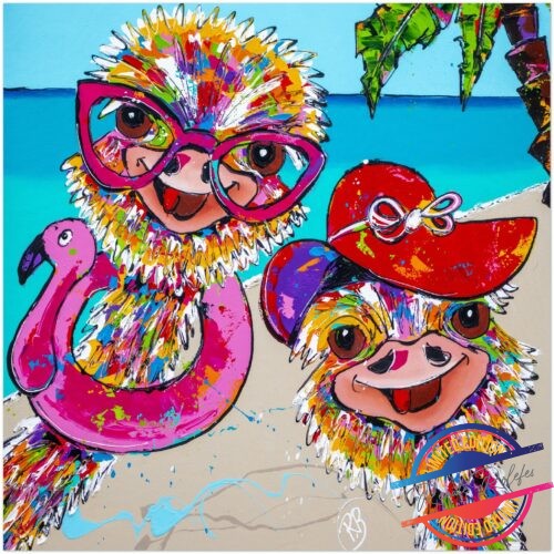 Poster Happy duo on the beach - Happy Paintings