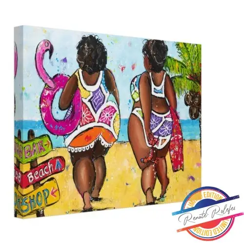 Art Print Ladies on the beach - Happy Paintings