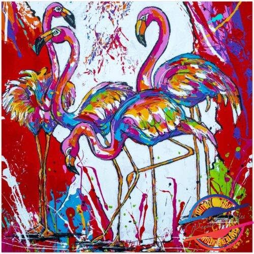 Poster Flamingo's in red- Happy Paintings