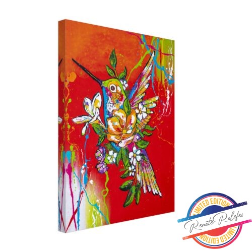 Art Print Hummingbird with flower - Happy Paintings