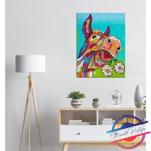 Art Print Donkey with flowers - Happy Paintings