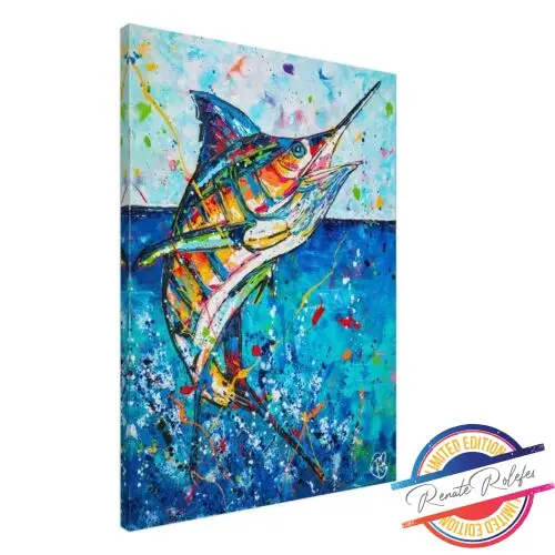Kunstdruk Blue Marlin - Happy Paintings