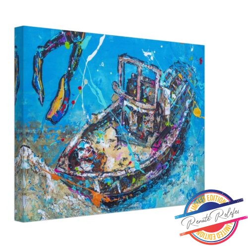 Art Print Tugboat Beach - Happy Paintings