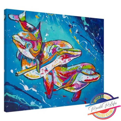 Art Print 3 Dolphins- Happy Paintings