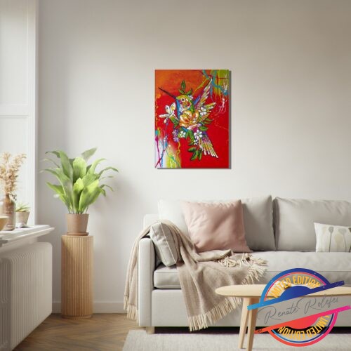 Art Print Hummingbird with flower - Happy Paintings
