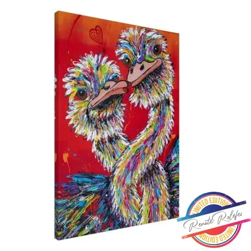 Kunstdruk Struisvogels met liefde - Happy Paintings