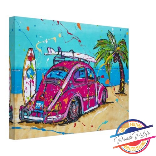 Art Print VW Beetle on the beach - Happy Paintings