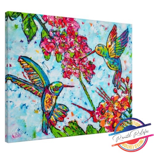 Art Print Hummingbirds with flowers - Happy Paintings