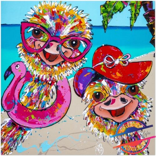 Poster Happy duo on the beach - Happy Paintings