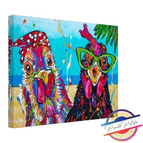 Art Print Chicken on the beach - Happy Paintings