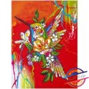 Poster Hummingbird with Flowers - Happy Paintings