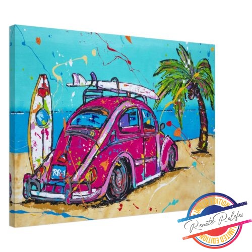 Art Print VW Beetle on the beach - Happy Paintings