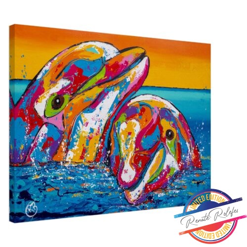 Art Print Dolphins playing in the water - Happy Paintings