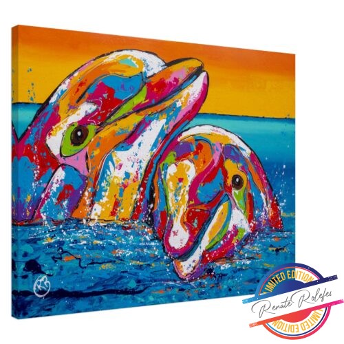 Art Print Dolphins playing in the water- Happy Paintings