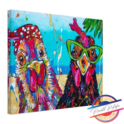 Art Print Chicken on the beach - Happy Paintings