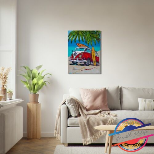 Art Print VW van on the beach - Happy Paintings