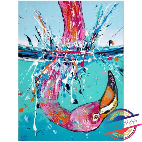 Poster Flamingo upside down - Happy Paintings