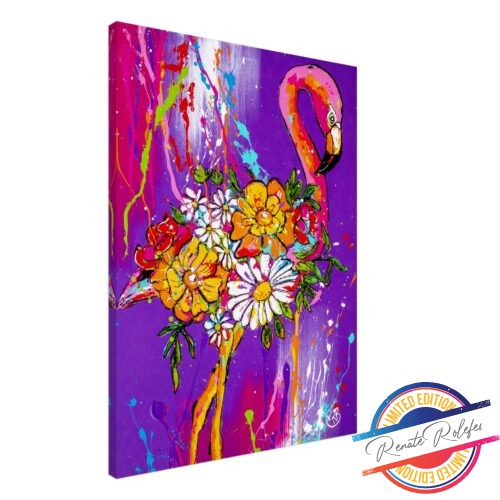 Art Print Flamingo with Flowers - Happy Paintings