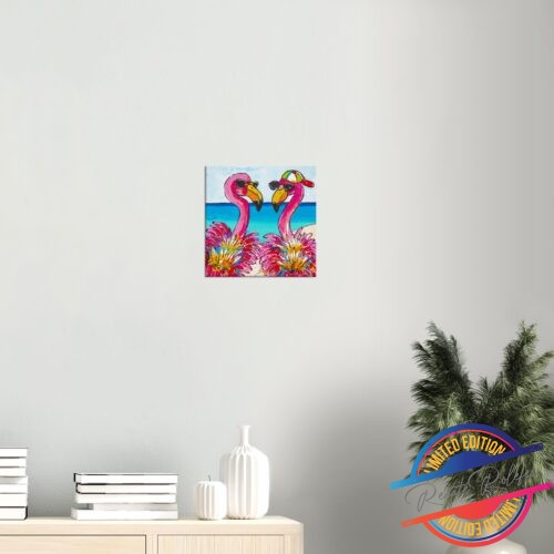 Art Print Funny Flamingo's - Happy Paintings