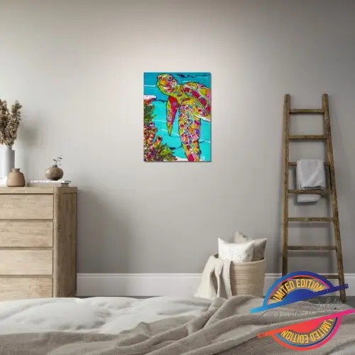 Art Print Schildpad met koraal - Happy Paintings