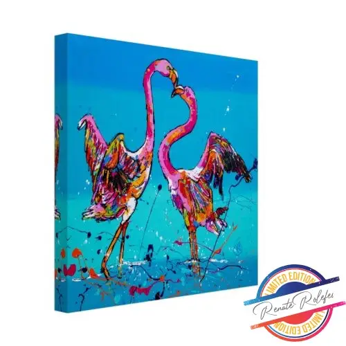 Kunstdruk Daning Flamingo&#039;s - Happy Paintings