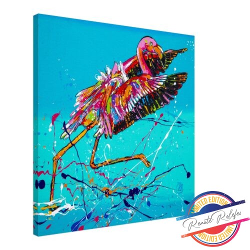 Art Print Flamingo running- Happy Paintings