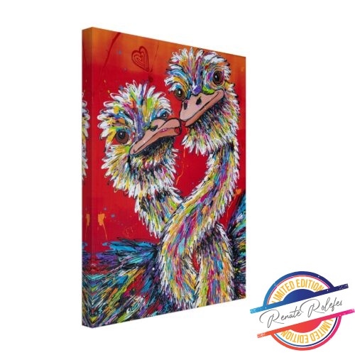 Art Print Ostriches with love - Happy Paintings