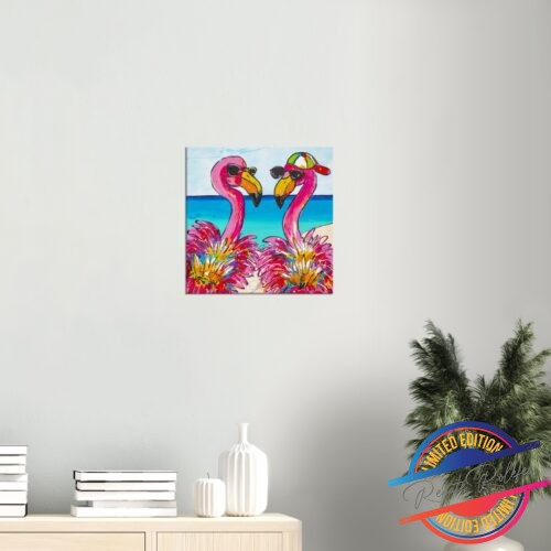 Art Print Funny Flamingo's - Happy Paintings