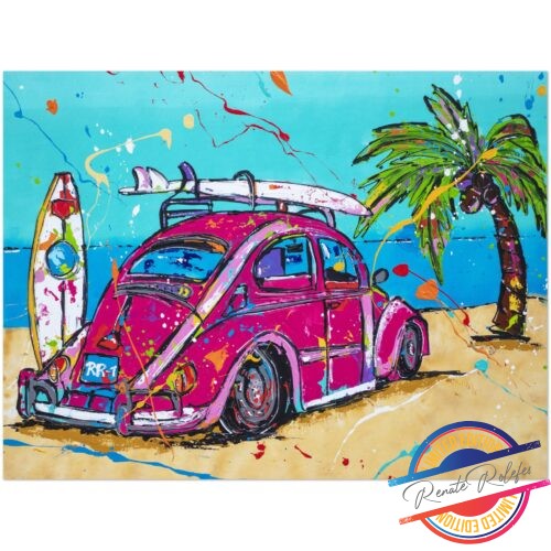Poster VW on the beach- Happy Paintings