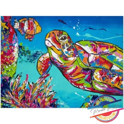 Poster Sea Turtle under water - Happy Paintings