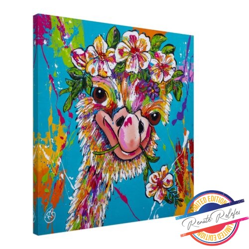 Art Print funny Ostrich with flowers - Happy Paintings