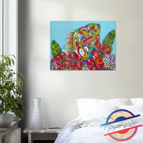 Poster Iguana with flowers - Happy Paintings