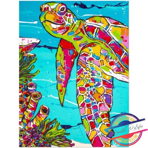 Poster Turtle with coral - Happy Paintings