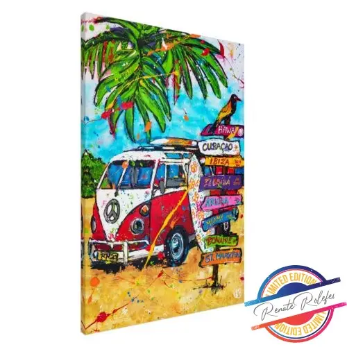 Art Print VW van on the beach II - Happy Paintings