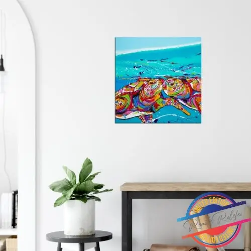 Art Print Sea turtles hugging - Happy Paintings