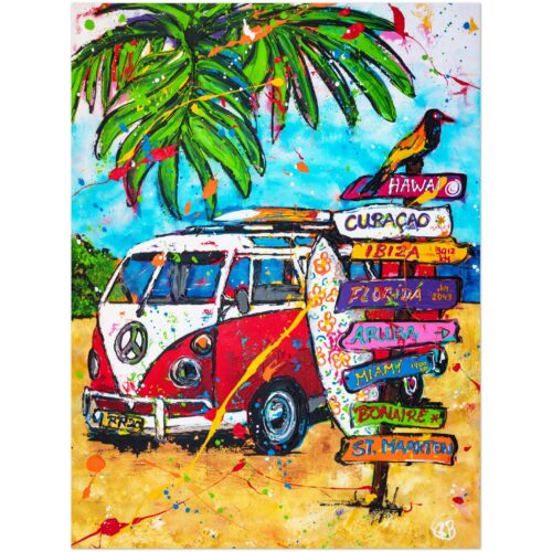 Poster VW on the beach - Happy Paintings