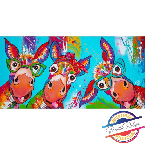Painting trio Donkeys by Happy Paintings