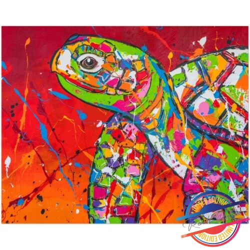 Poster Turtle in red - Happy Paintings