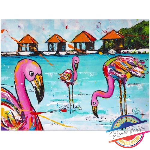 Poster Flamingo beach Aruba - Happy Paintings
