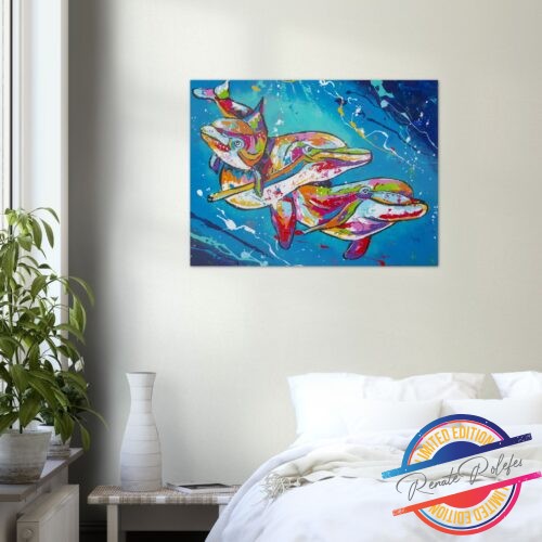 Poster Dolphins in blue - Happy Paintings