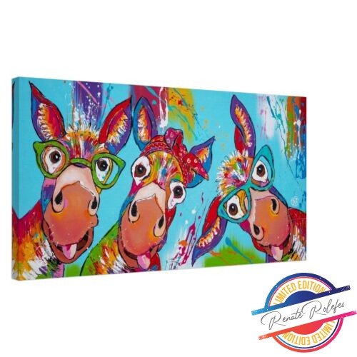 Art Print Donkeys in a row - Happy Paintings