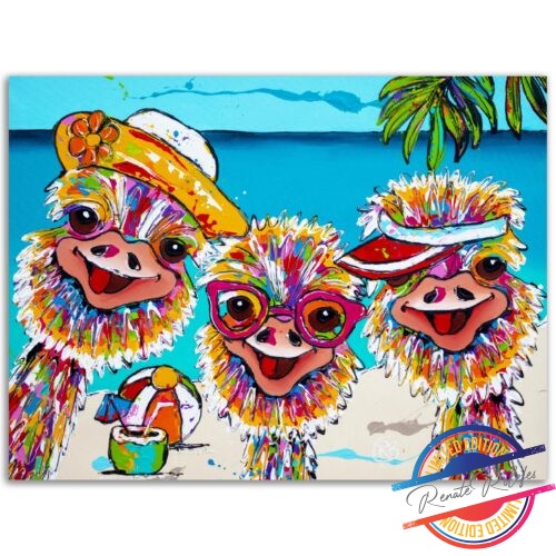 Poster funny trio on the beach - happy paintings