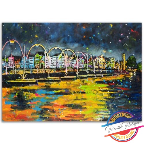 Poster Queen Emma bridge by night - happy paintings