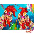 Painting Happy chickens - Happy Paintings