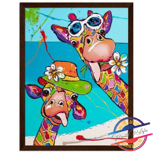 Framed Poster Happy Giraffes - Happy Paintings