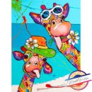 Painting Funny Giraffes on the beach - Happy Paintings