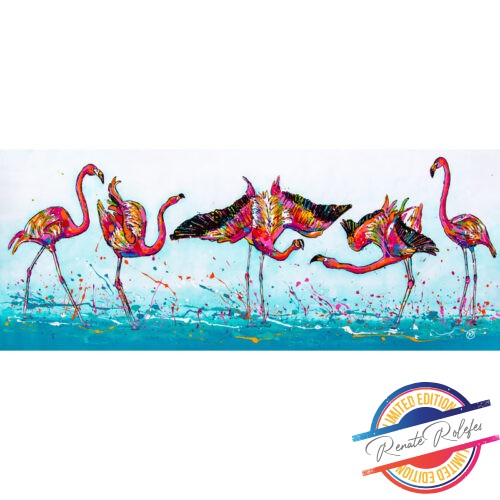 Painting 5 Flamingos dancing - Happy Paintings
