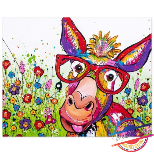 Poster Donkey in flower meadow